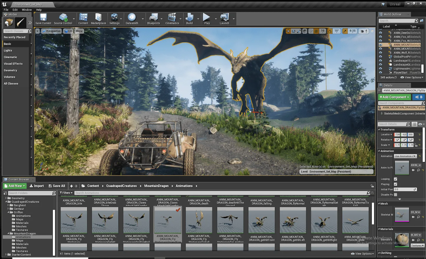 Рабочее место в Unreal Engine: сцена, ассеты и инспектор объектов