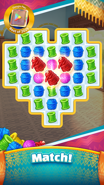Cotton Match: игровое поле три в ряд с клубками ниток