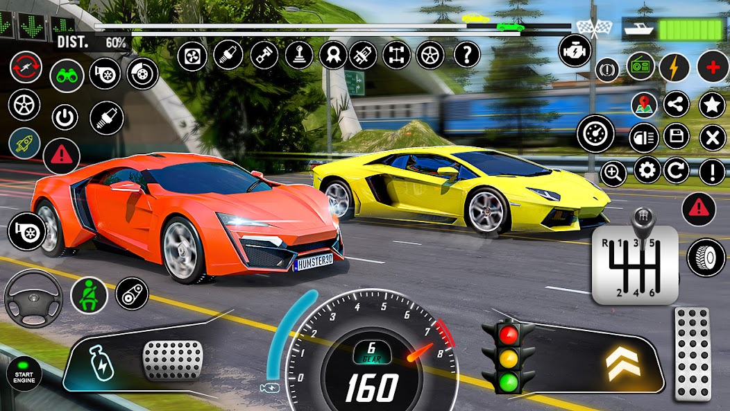 Drag Racing Game: старт заезда с двумя автомобилями