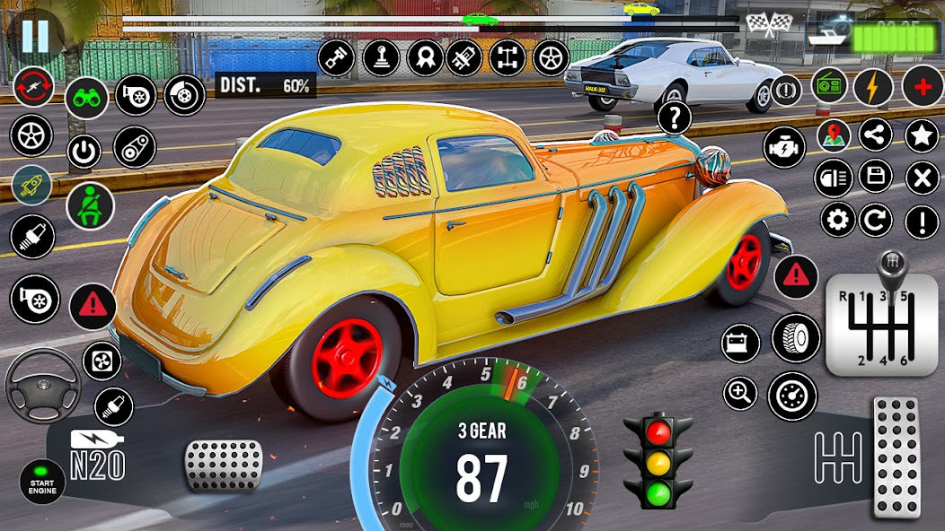 Drag Racing Game: ретро-автомобиль на трассе